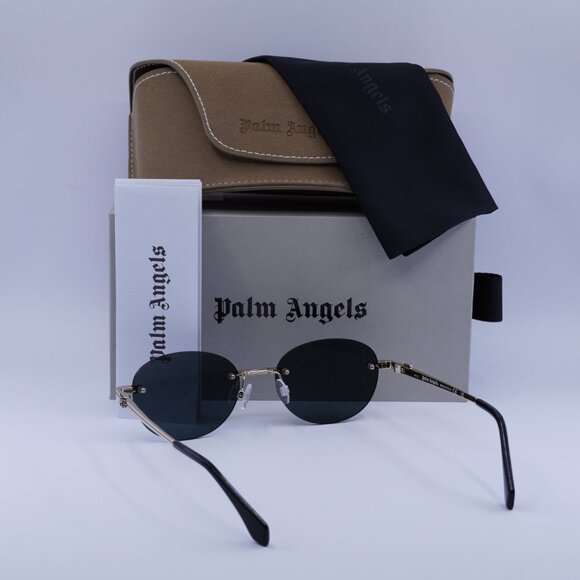 Palm Angels PERI10H CRYSTAL 7607 Oval Sunglasses - Gold/Dark Grey - Picture 6 of 10
